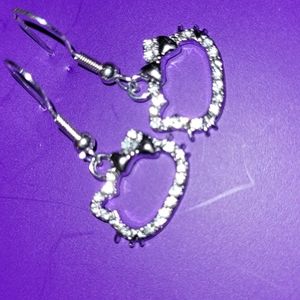 hello, kitty silver rhinestone hoop earrings